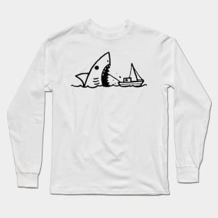 Stick Figure of a Shark in Black Ink Long Sleeve T-Shirt